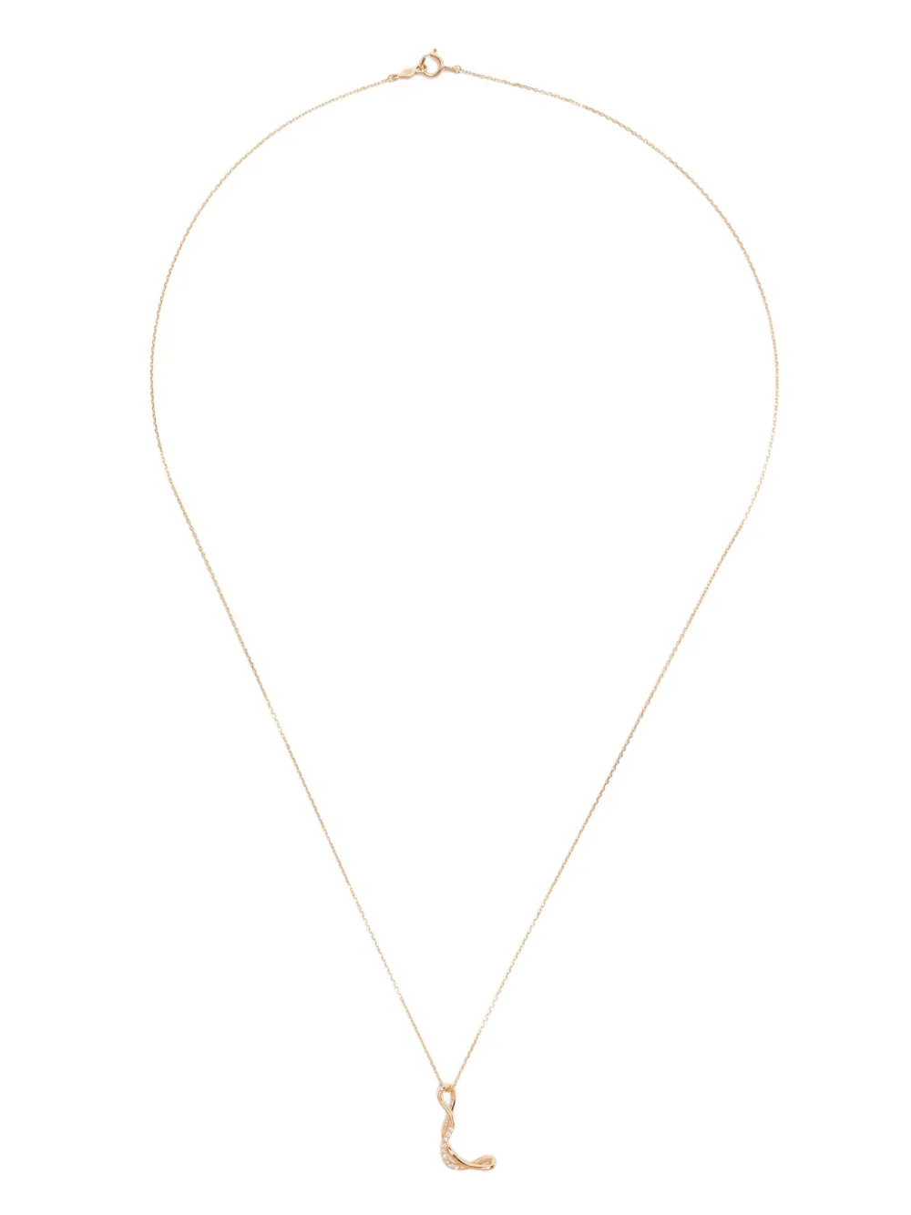 18K yellow gold Letter L diamond necklace