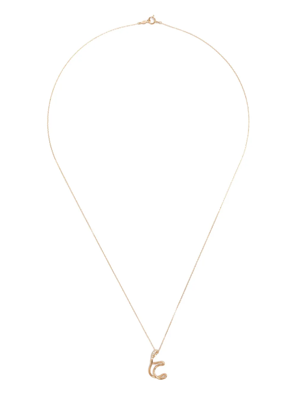 18K yellow gold Letter T diamond necklace
