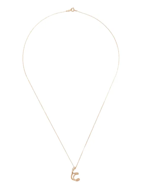 Charlotte Chesnais 18K yellow gold Letter T diamond necklace