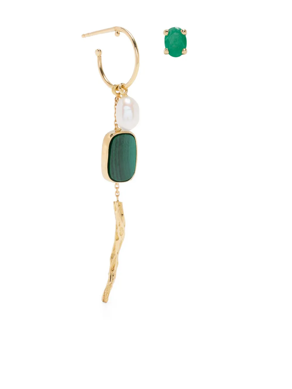 18K yellow gold asymmetric multi-stone earrings