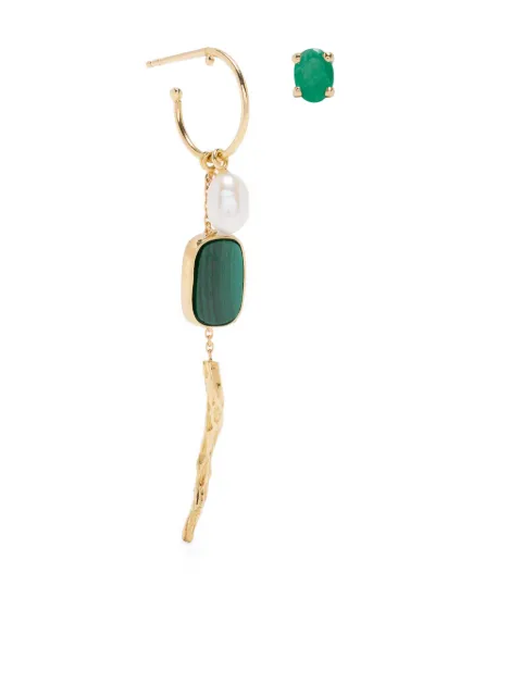 Wouters & Hendrix Gold 18K yellow gold asymmetric multi-stone earrings