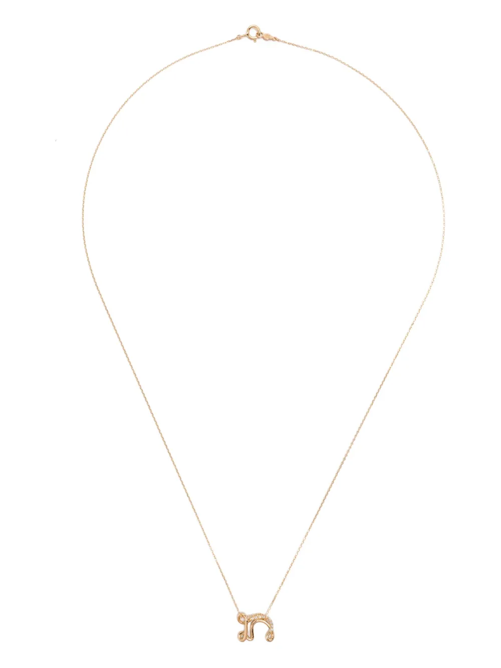 18K yellow gold Letter N diamond necklace
