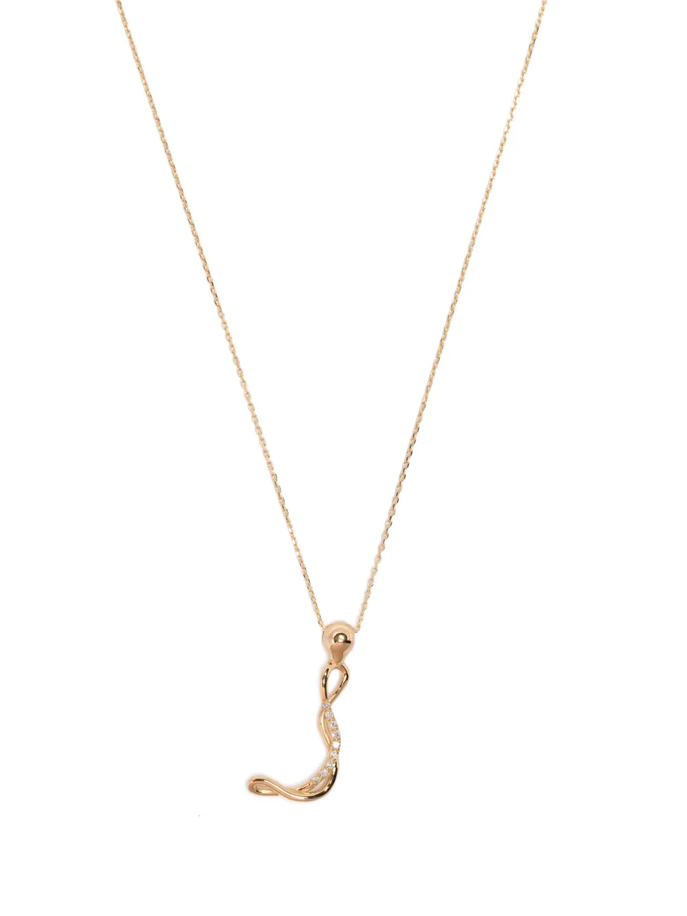 18K yellow gold Letter J diamond necklace
