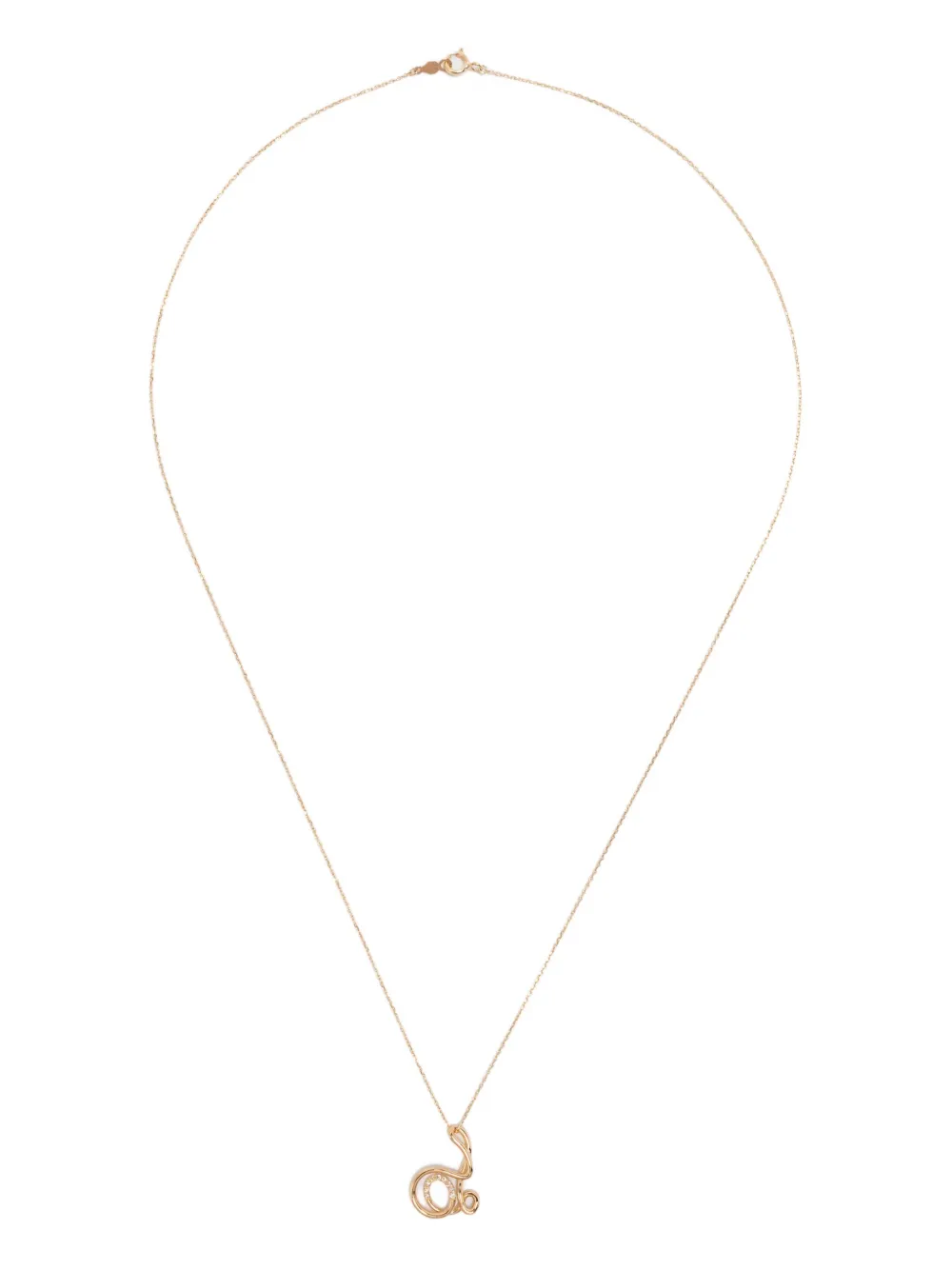 18K yellow gold Letter D diamond necklace