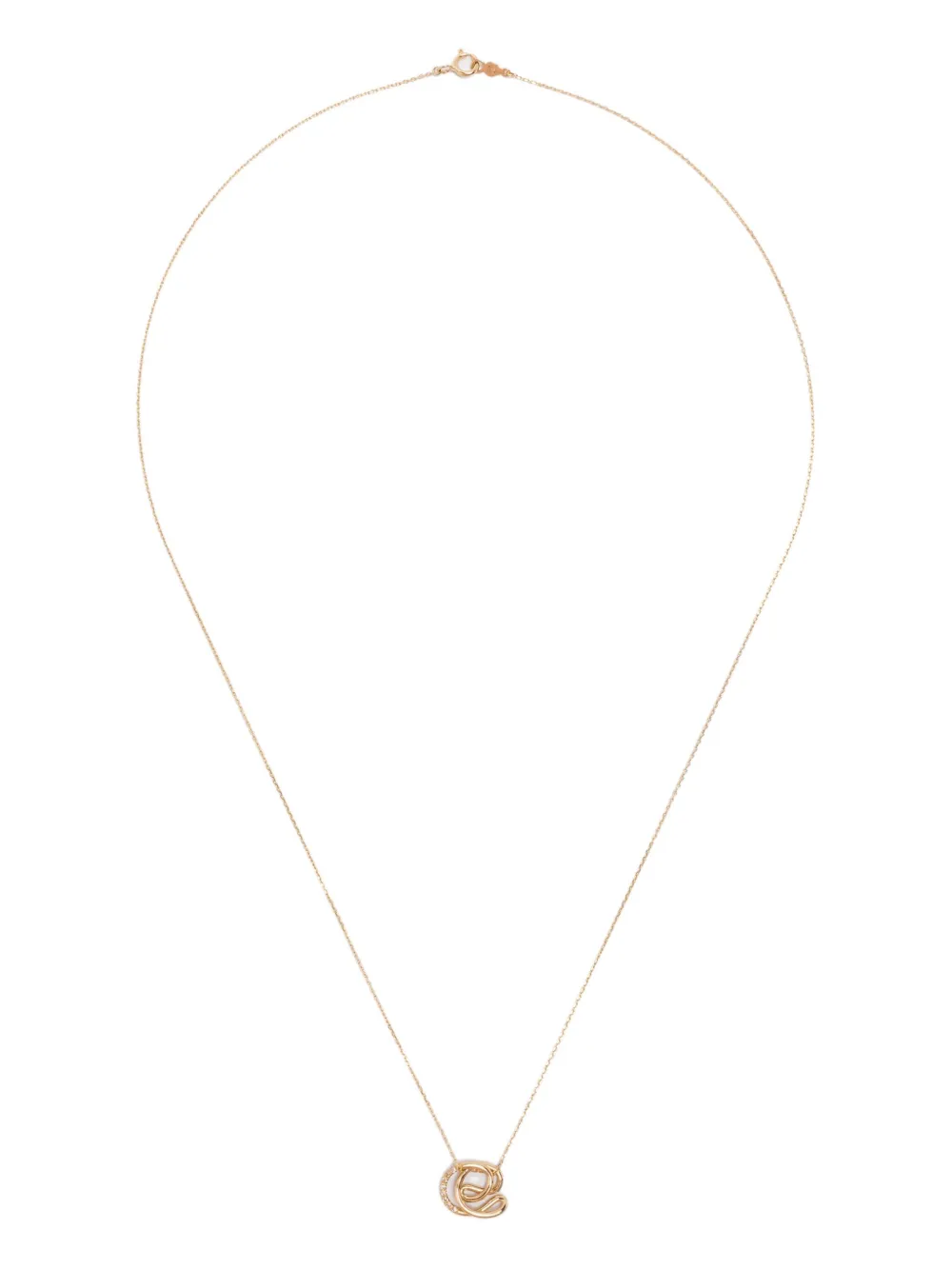 18K yellow gold Letter E diamond necklace