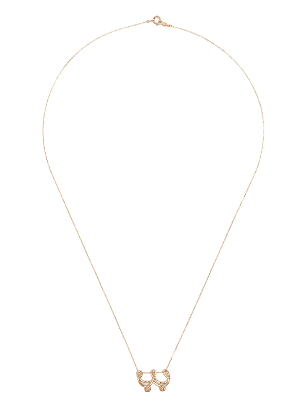 18K yellow gold Letter W diamond necklace