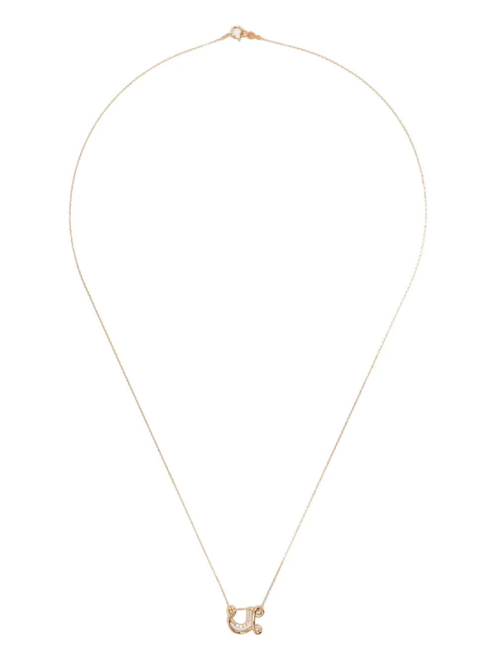 18K yellow gold Letter U diamond necklace