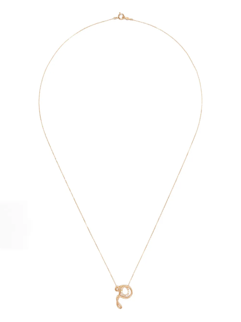 18K yellow gold P diamond necklace