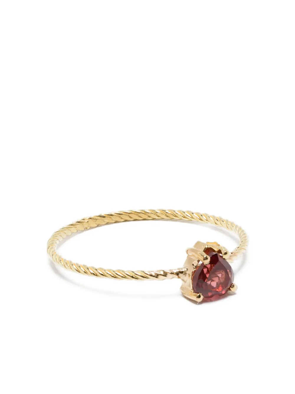18kt yellow gold heart Garnet ring
