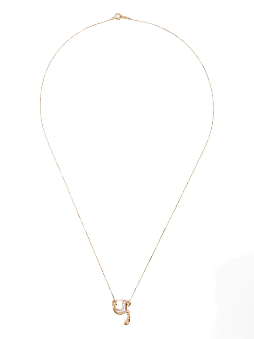 18K yellow gold Y diamond necklace
