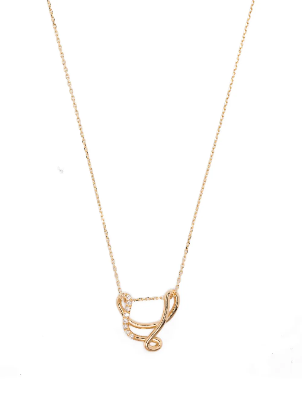 Charlotte Chesnais 18k Yellow Gold V Diamond Necklace In Gold