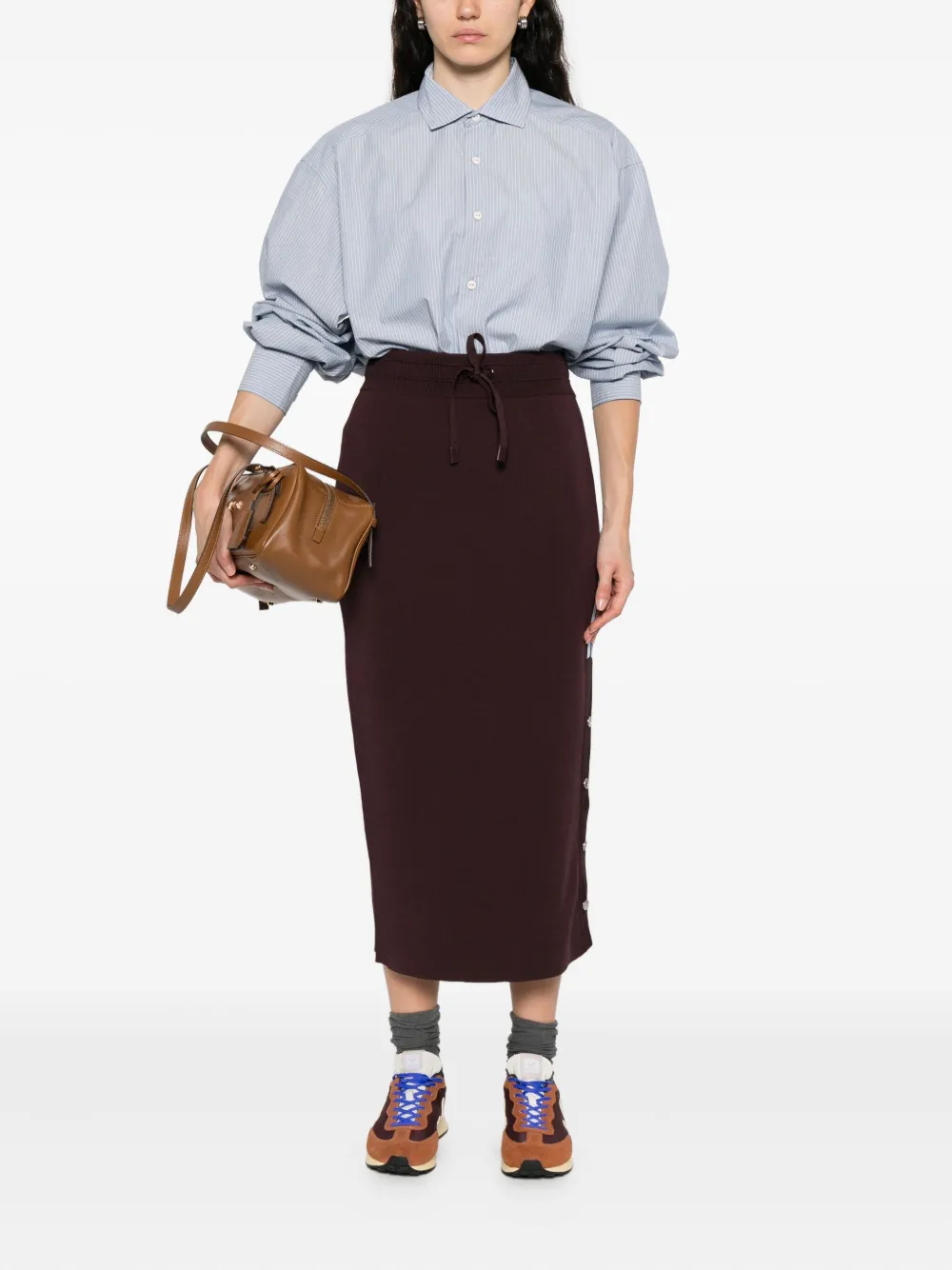 PINKO drawstring side-stripe skirt Rood