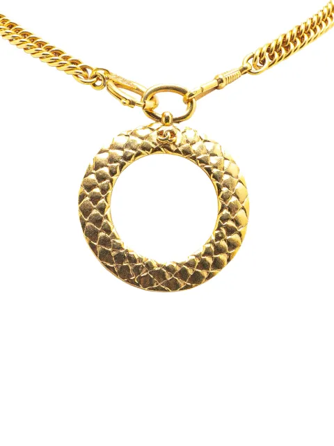CHANEL Pre-Owned 1980-1990 Gold Plated CC Loupe Magnifying Glass Pendant Necklace costume necklace