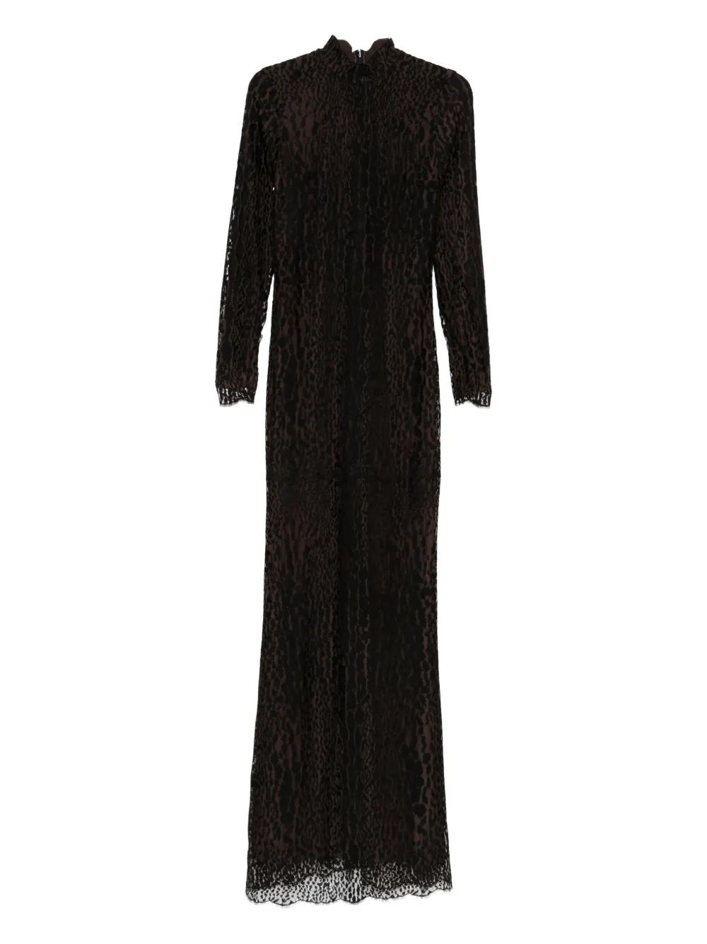 Tom Ford Leopard-print High-neck Maxi Dress In Black