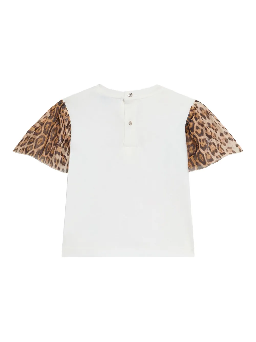 Roberto Cavalli Junior T-shirt met luipaardprint op de mouwen Wit