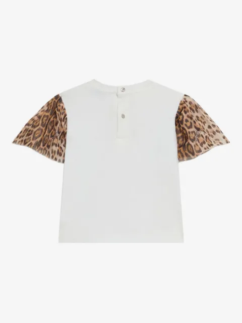 Roberto Cavalli Junior leopard-print sleeve T-shirt