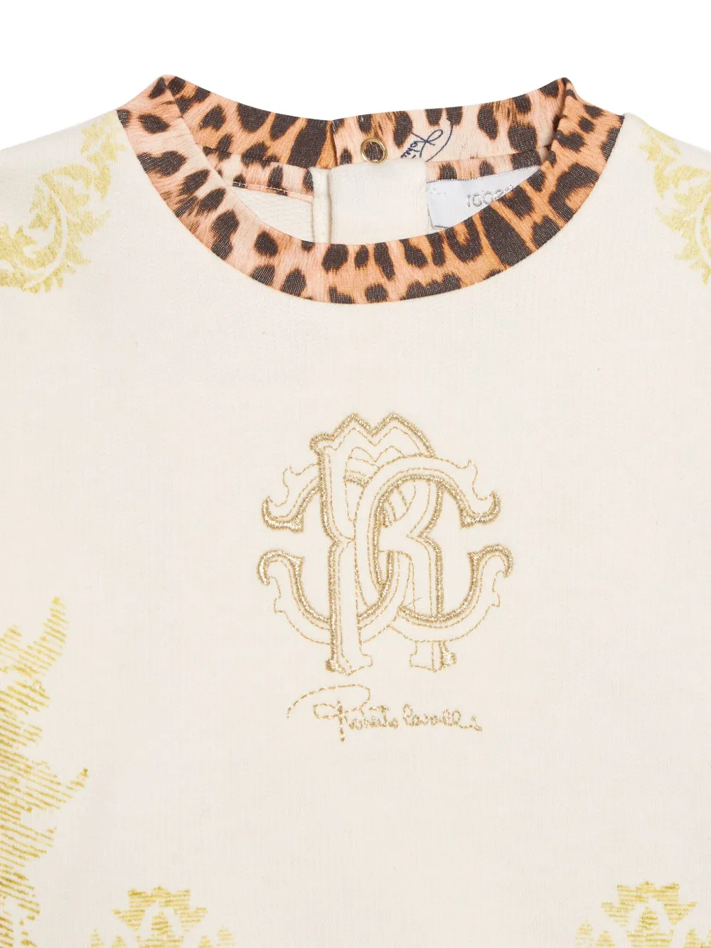 Roberto Cavalli Junior Sweater met jaguarprint en logo Beige