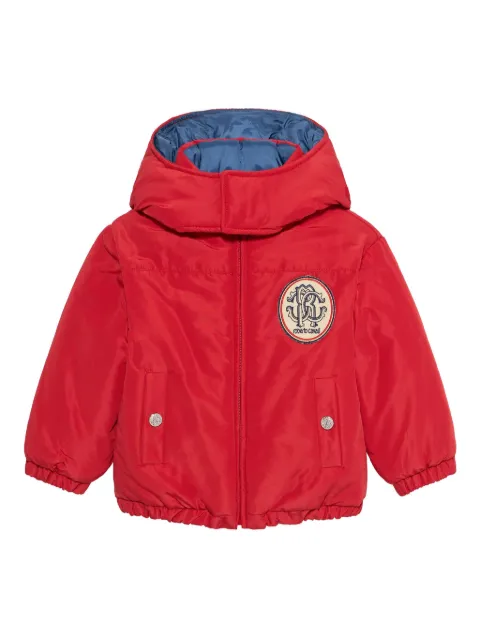 Roberto Cavalli Junior monogram-patch hooded jacket