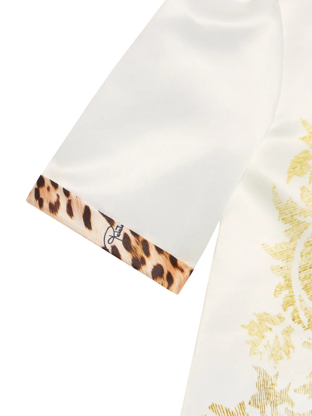 Roberto Cavalli Junior Satijnen jurk met jaguarprint Beige