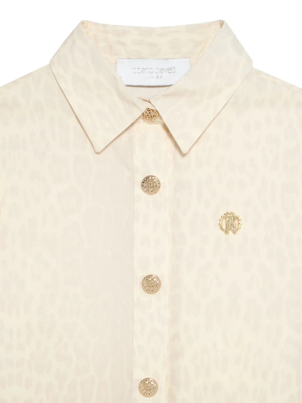 Roberto Cavalli Junior ruffle-detail leopard-print dress Beige
