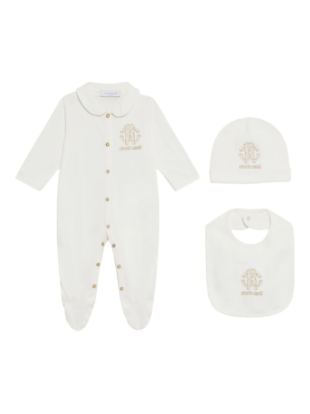 Roberto Cavalli ロゴ ロンパース セット - ニュートラル Roberto Cavalli ロゴ ロンパース セット - ニュートラル