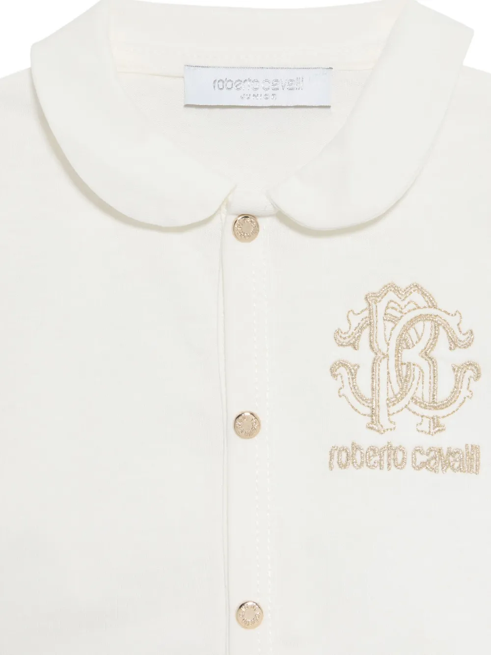 Roberto Cavalli Romper met geborduurd logo Beige