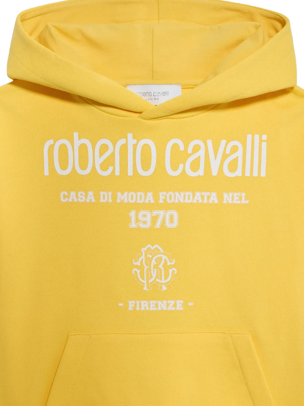 Roberto Cavalli Gestreepte sweater met logoprint Geel