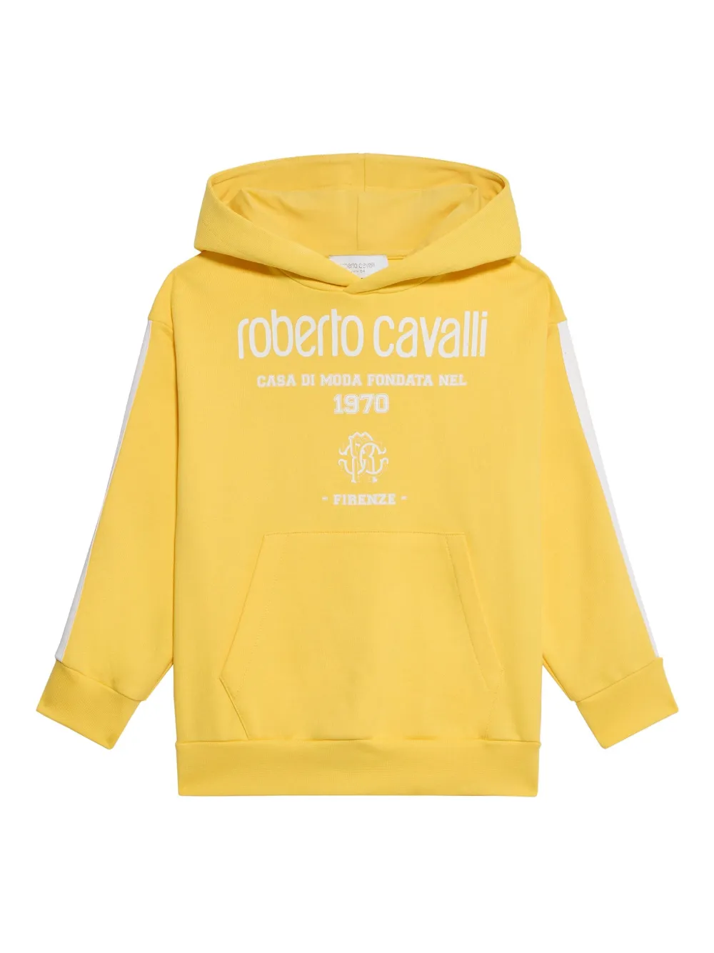 Roberto Cavalli logo-print sleeve-stripe sweatshirt Geel