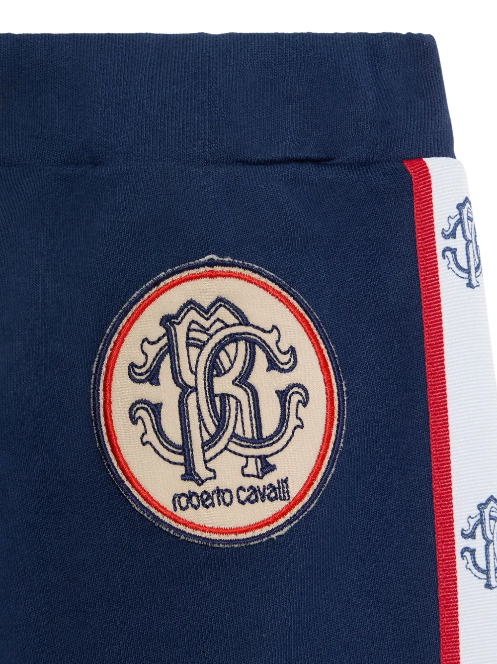 Roberto Cavalli Junior Trainingsbroek met vlakken en monogram Blauw