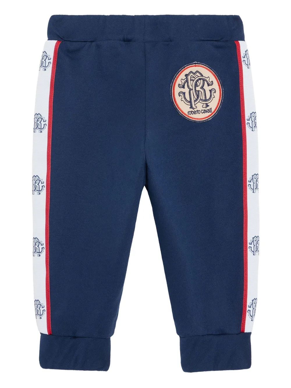 Roberto Cavalli Junior Trainingsbroek met vlakken en monogram Blauw