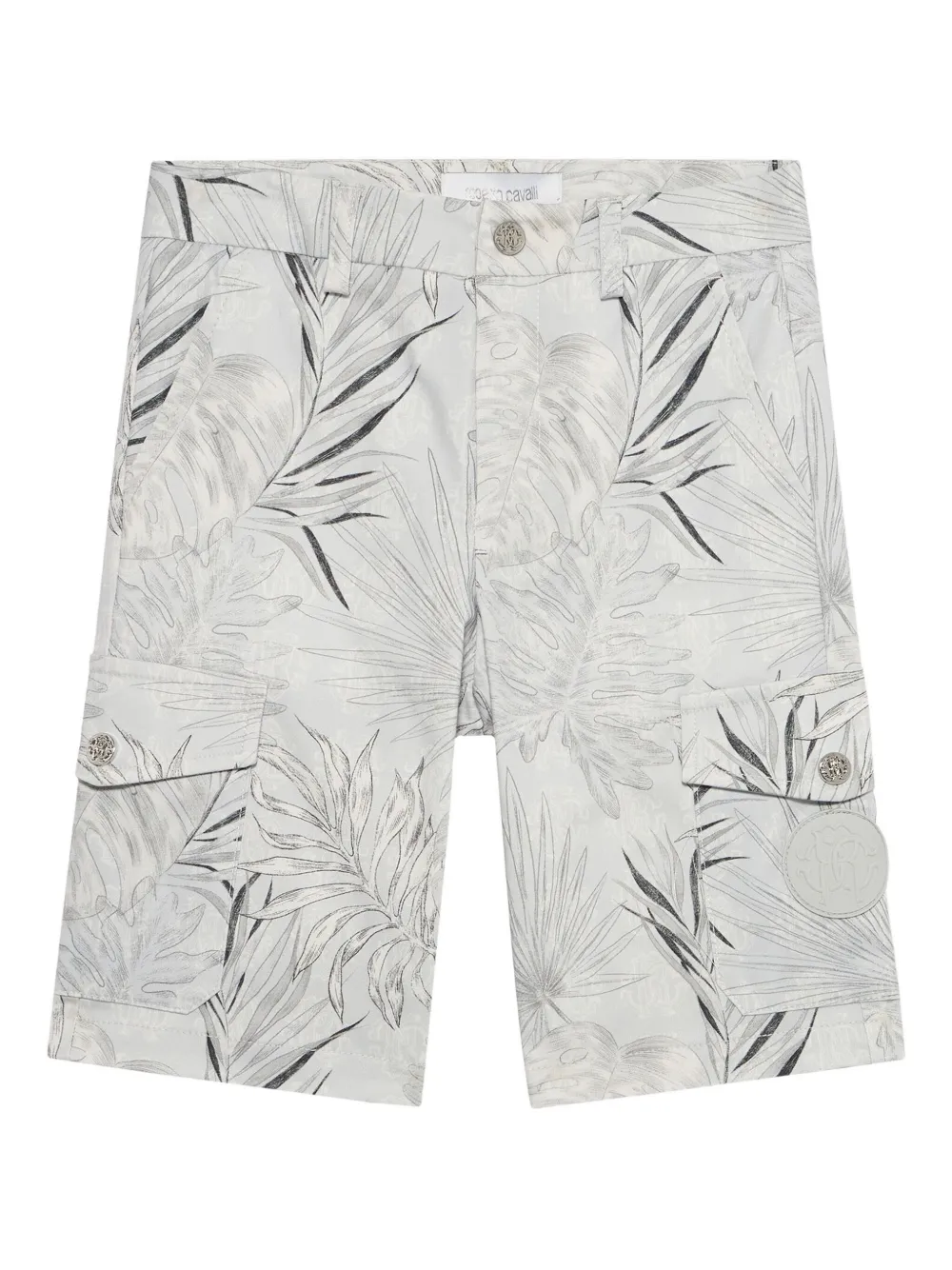 Roberto Cavalli Cargo shorts met bladerprint Beige