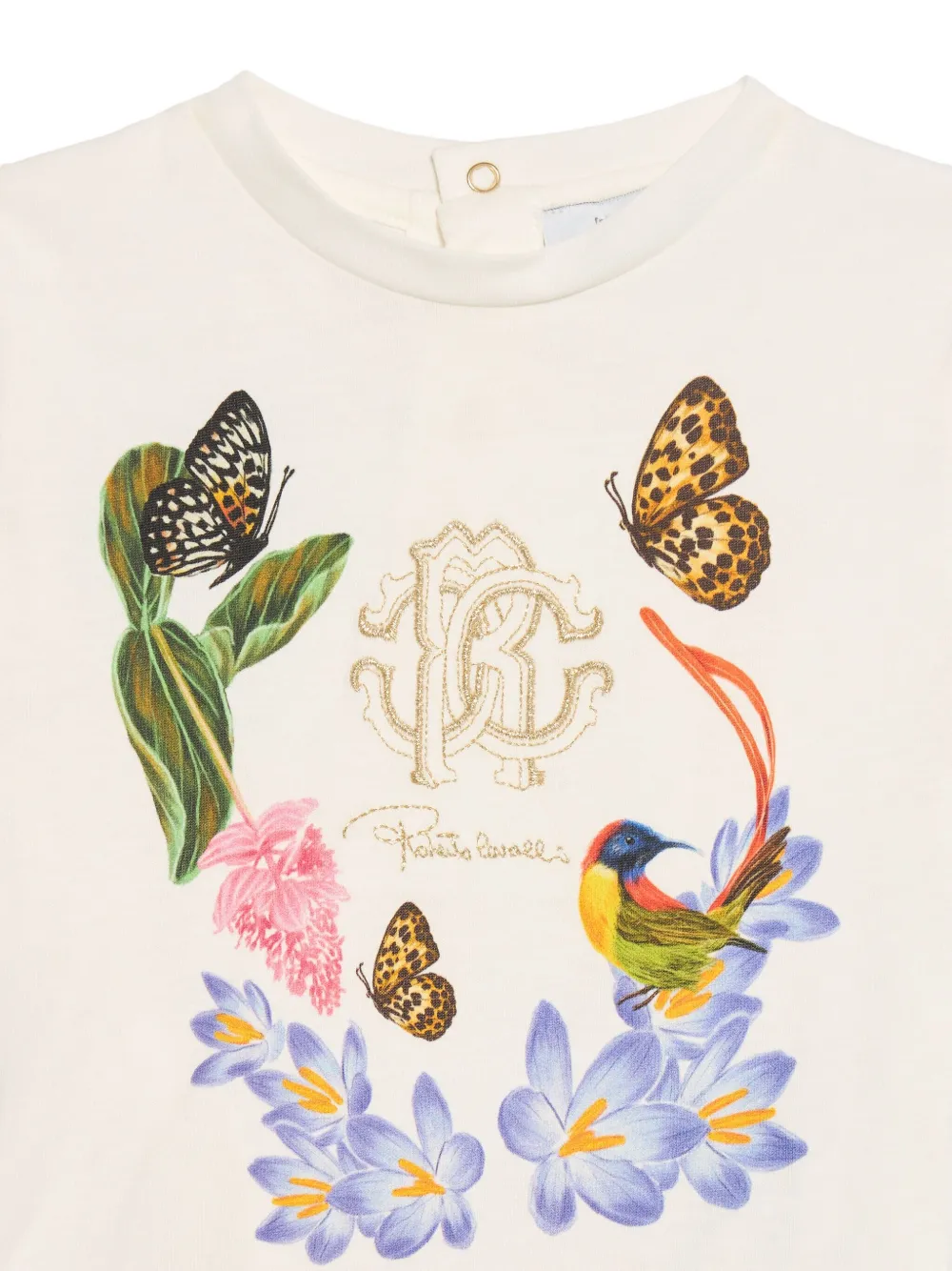 Roberto Cavalli T-shirt met bloemenprint Beige