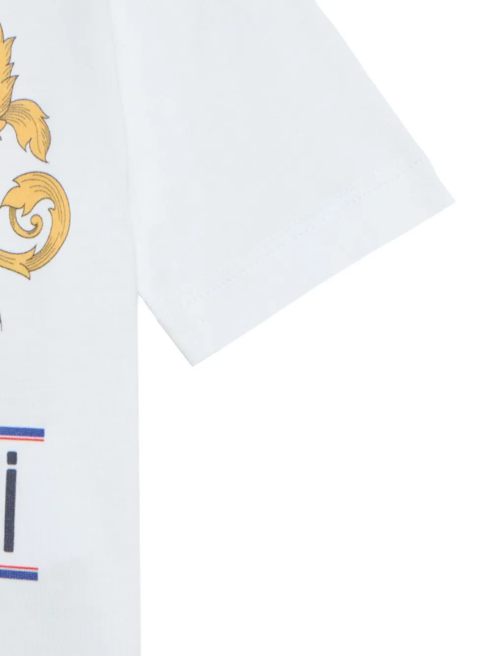 Roberto Cavalli T-shirt met logoplakkaat en bladgoud Wit