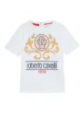 Roberto Cavalli logo-plaque gold-leaf T-shirt - White