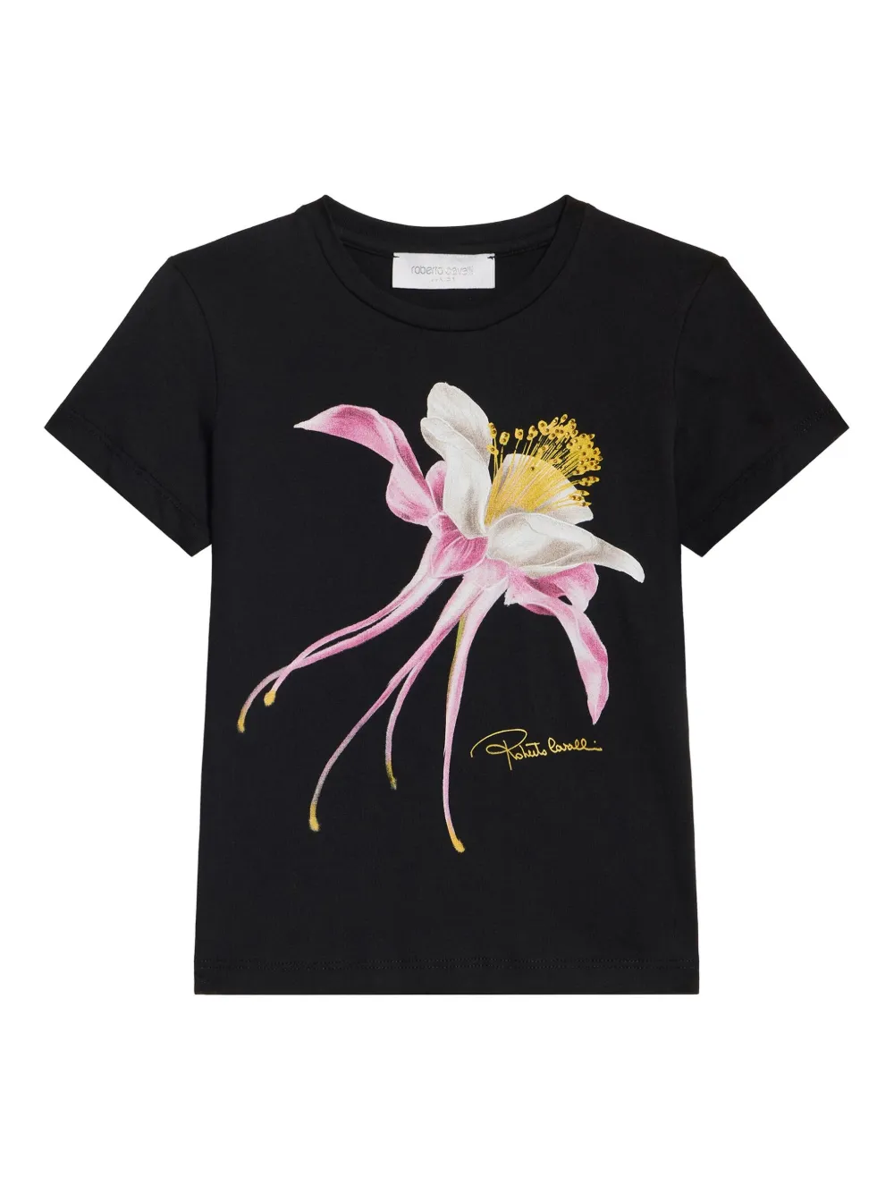 Roberto Cavalli Junior T-shirt met bloe print Zwart