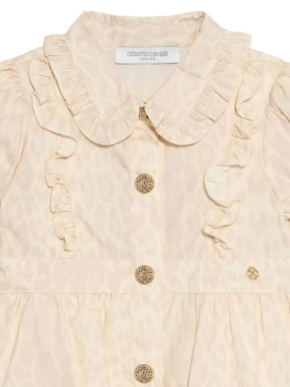 Roberto Cavalli Junior Jurk met jaguarprint Beige