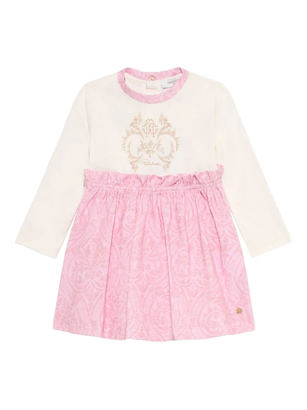 Roberto Cavalli Junior logo-embellished paisley print dress - White