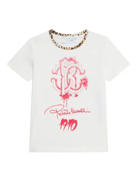 Roberto Cavalli logo print-trim T-shirt