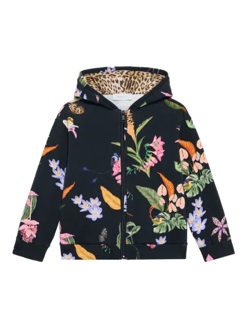 Roberto Cavalli tropical-print zip-up hoodie