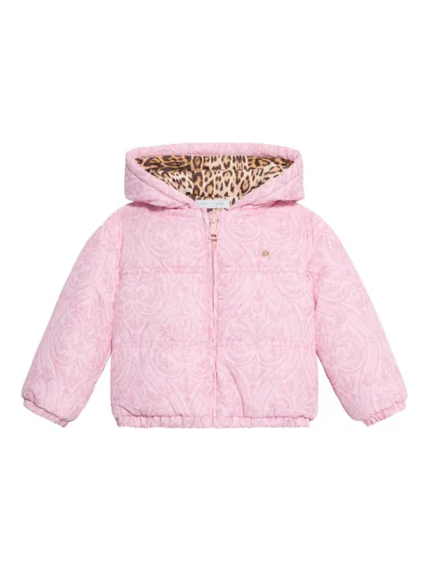 Roberto Cavalli Junior damask-print hooded padded jacket