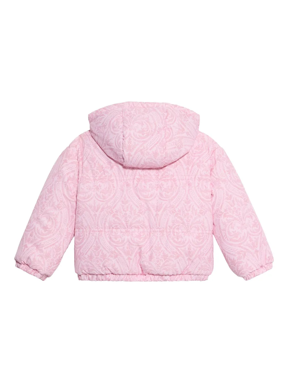 Roberto Cavalli Junior Gewatteerd jack met capuchon en damask-print Roze