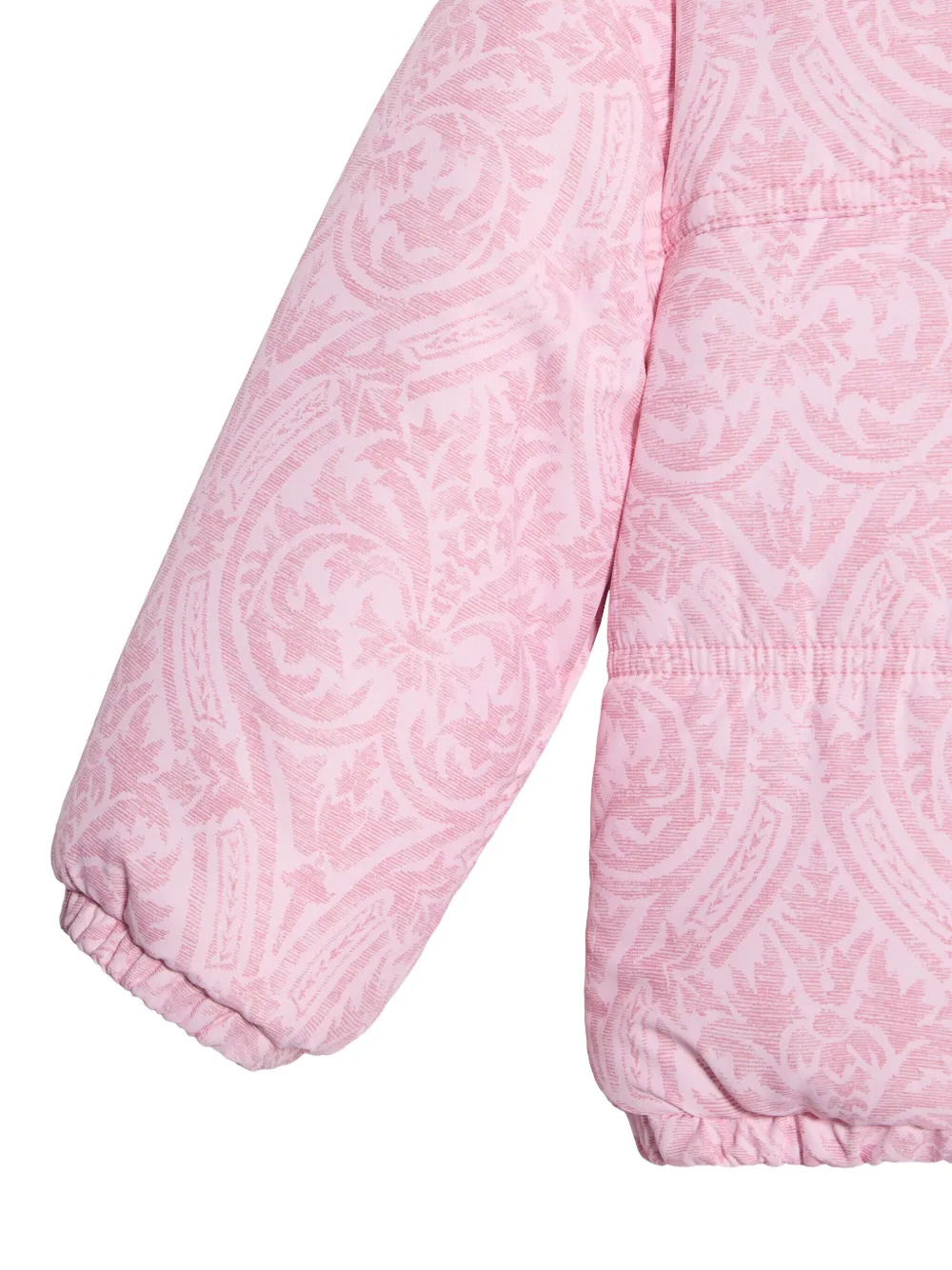 Roberto Cavalli Junior Gewatteerd jack met capuchon en damask-print Roze