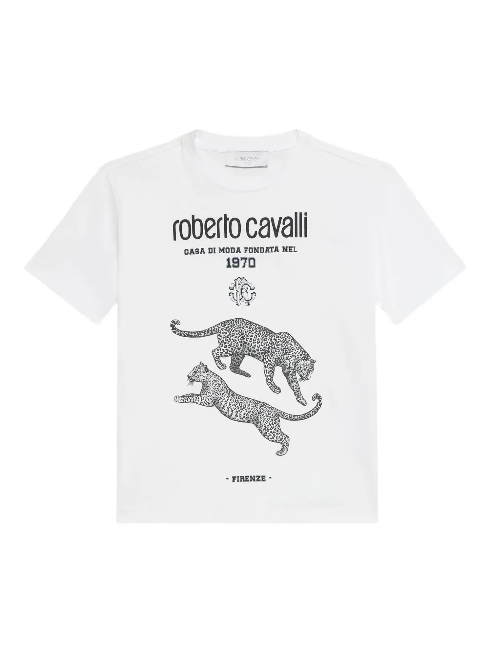 Roberto Cavalli T-shirt met luipaardprint Wit