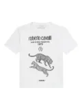 Roberto Cavalli Junior leopard-print logo T-shirt - White