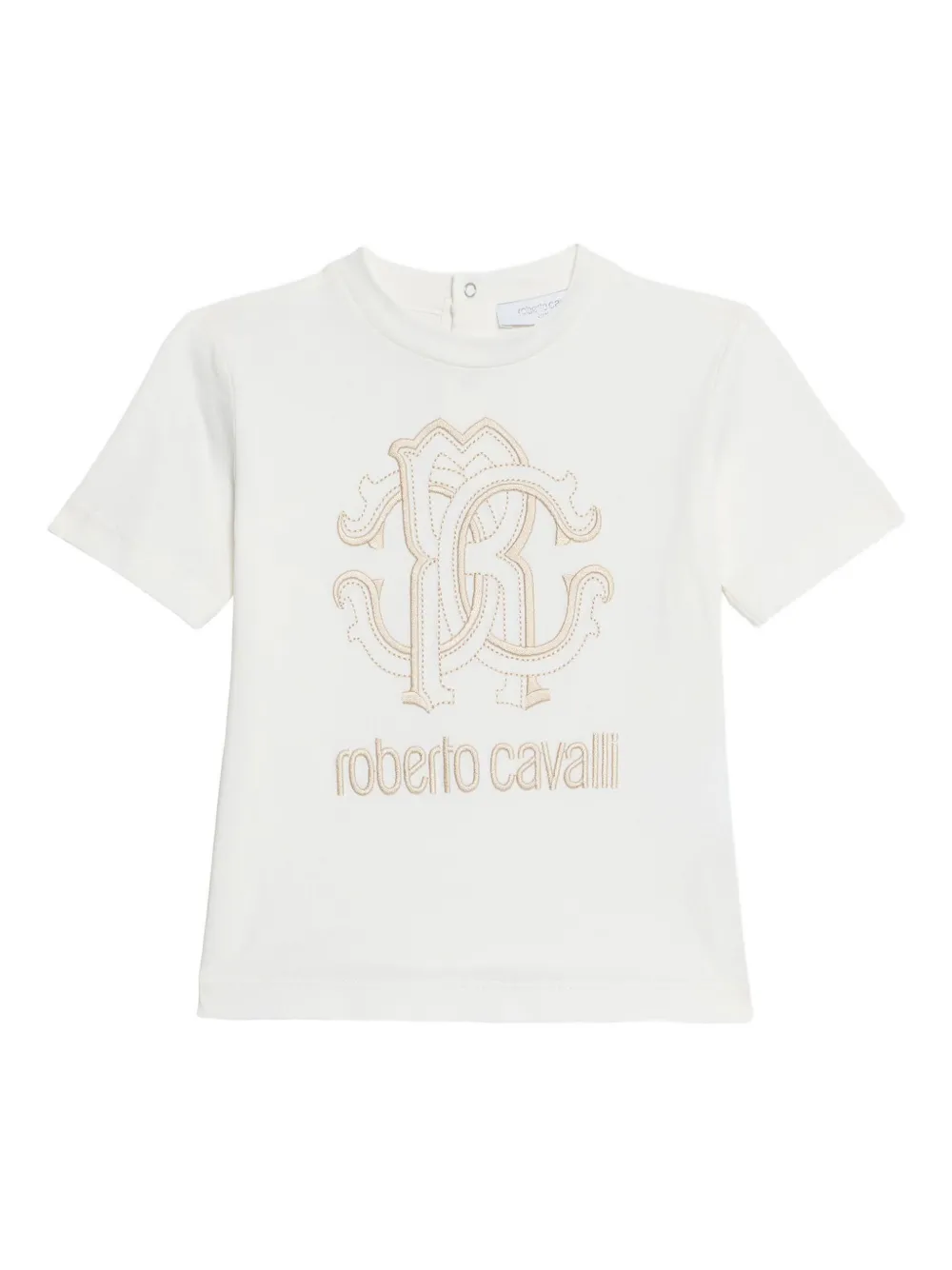 Roberto Cavalli Junior RC Monogram T-shirt met logo Wit
