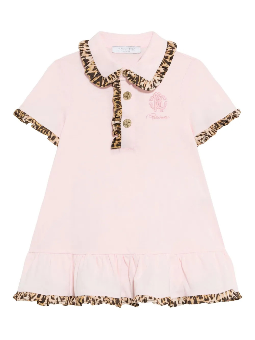 Roberto Cavalli Jurk met ruches en jaguarprint Roze