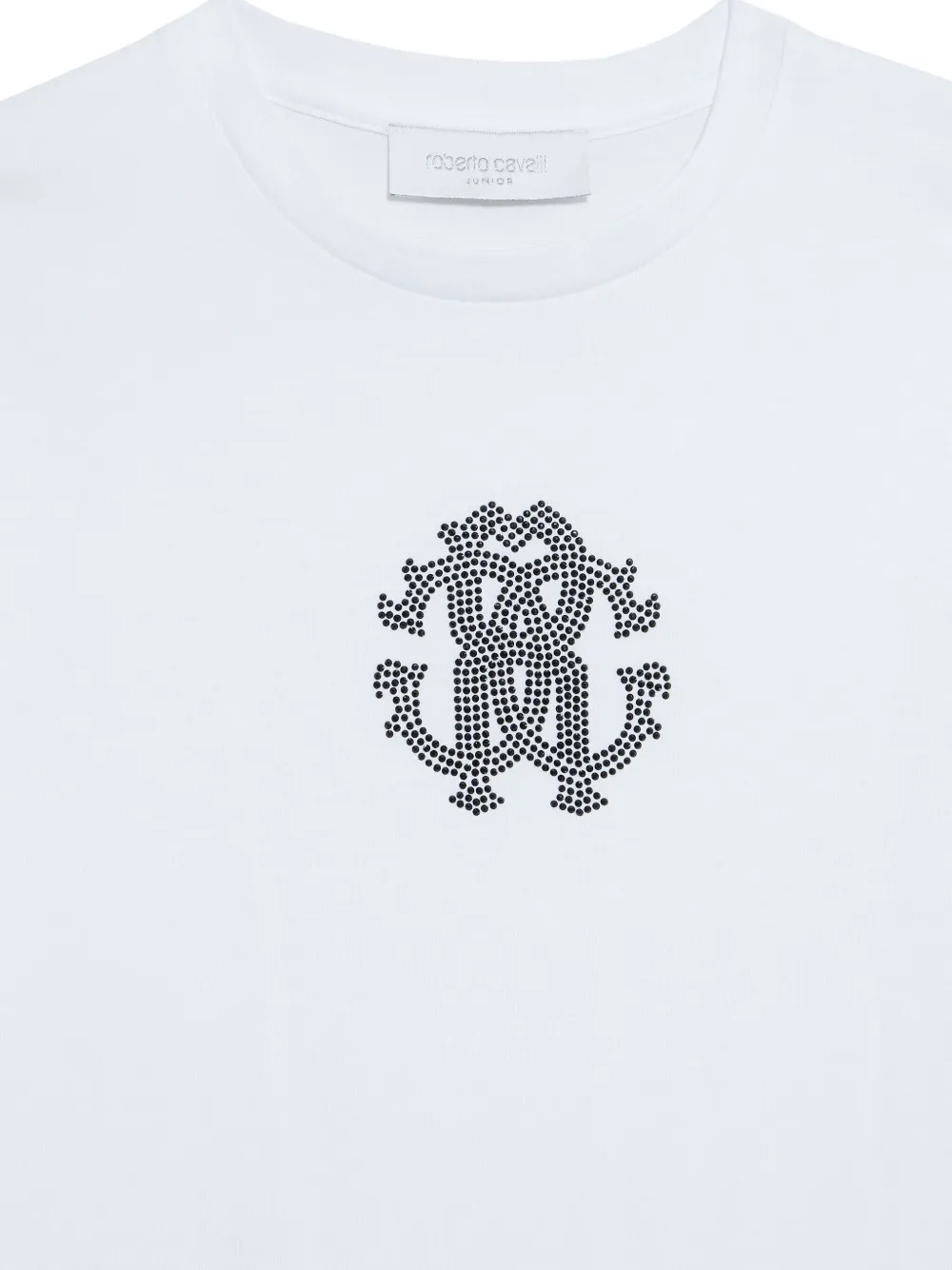 Roberto Cavalli T-shirt verfraaid met stras en korte mouwen Wit