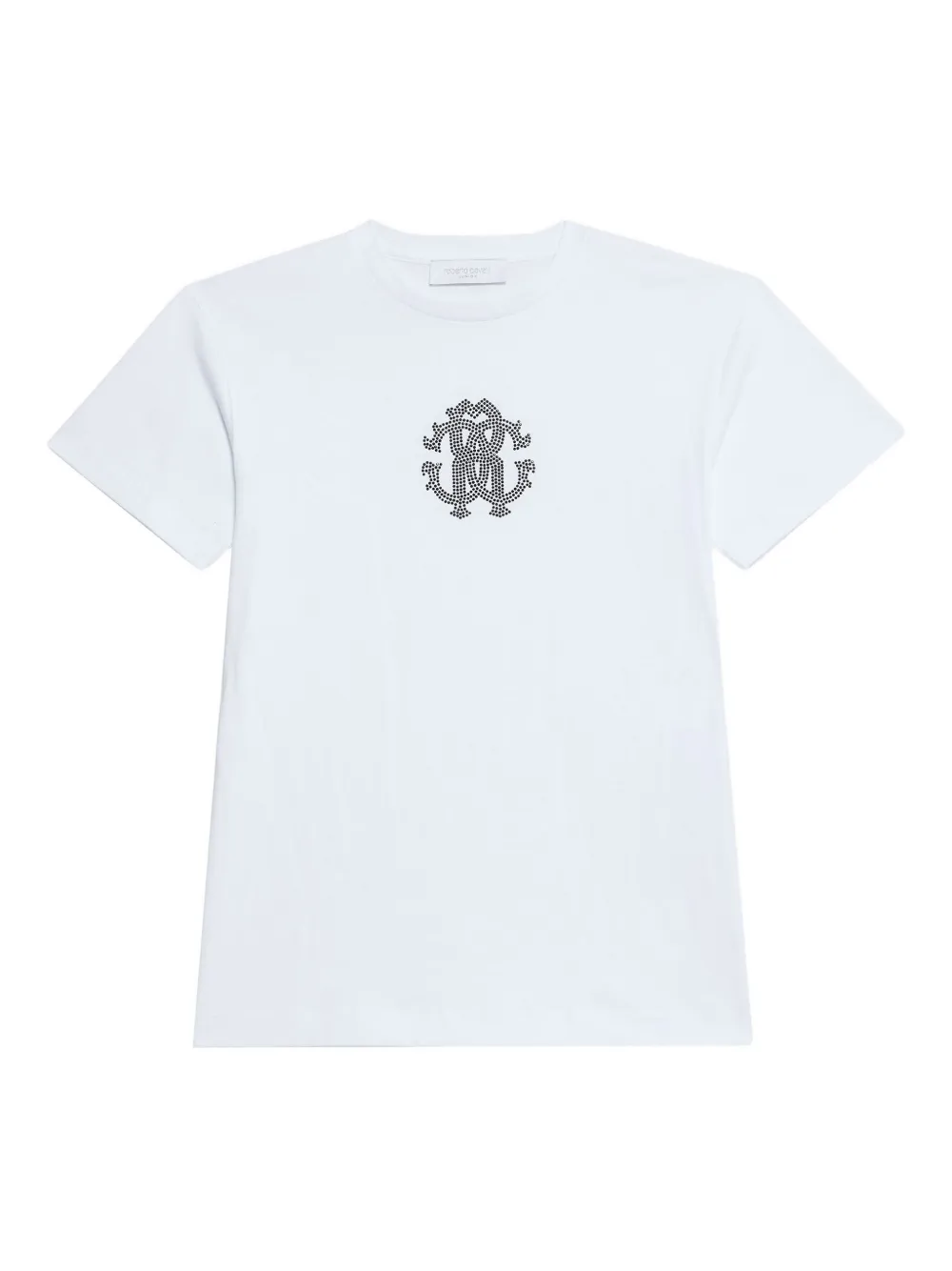 Roberto Cavalli T-shirt verfraaid met stras en korte mouwen Wit