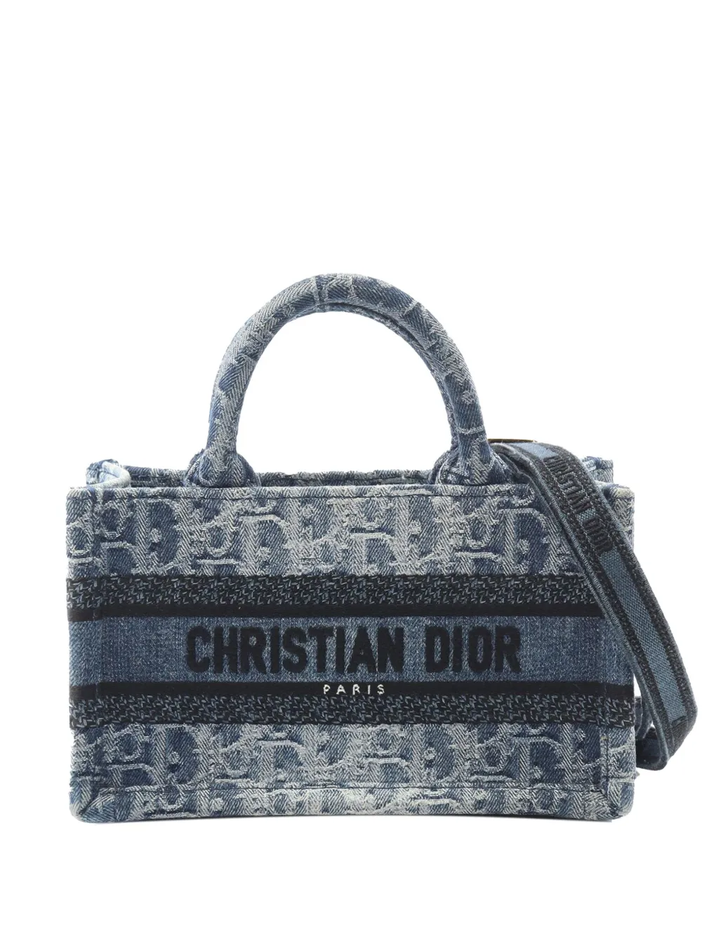 Christian Dior Pre-Owned 2021-2025 Mini Denim Oblique Book Tote Christian Dior Pre-Owned 2021-2025 Mini Denim Oblique Book Tote