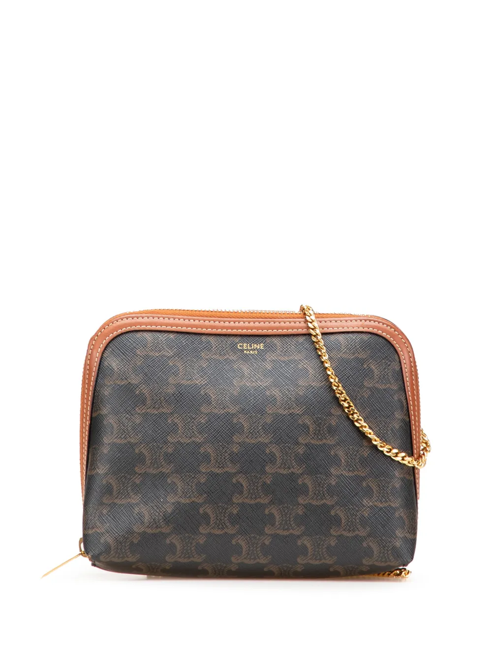 Céline Pre-Owned 2019 トリオンフコーテッドキャンバス クラッチ オン チェーン ショルダーバッグ - ブラウン Céline Pre-Owned 2019 トリオンフコーテッドキャンバス クラッチ オン チェーン ショルダーバッグ - ブラウン